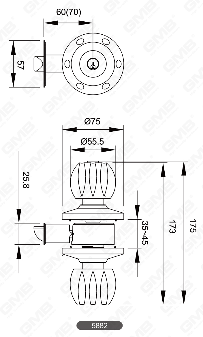 05 Serrure &agrave; bouton cylindrique s&eacute;rie-22