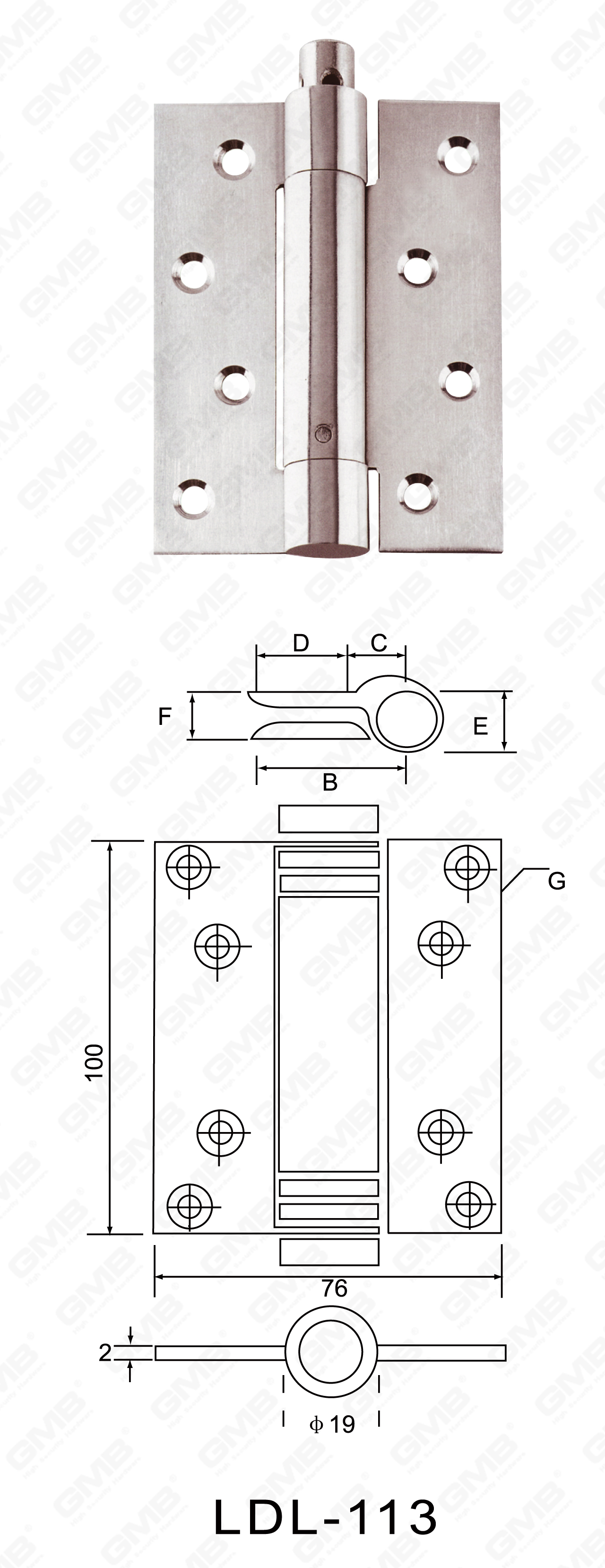 Charni&egrave;re en acier inoxydable Series_LDL-113-37