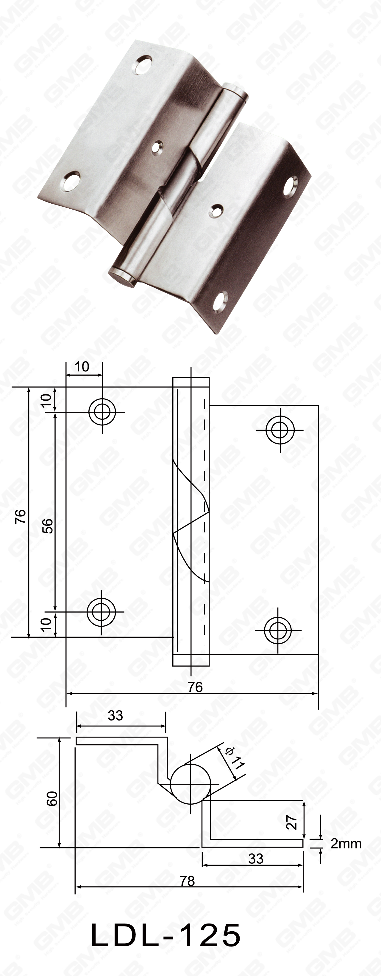Charni&egrave;re en acier inoxydable Series_LDL-125-61