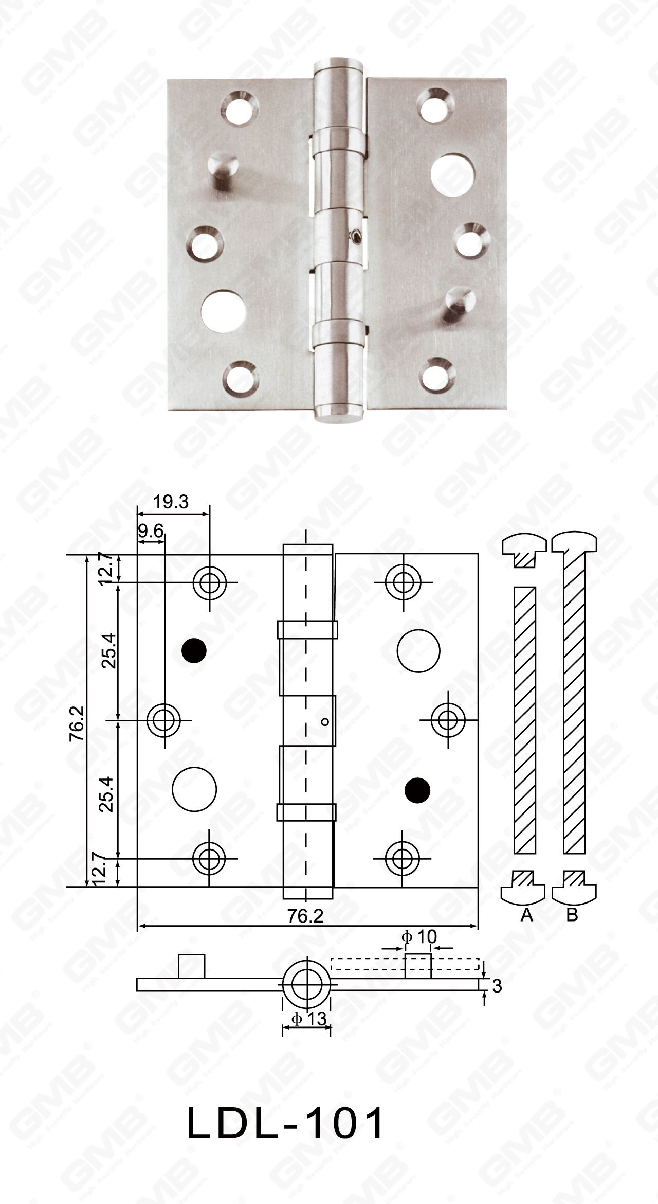 Charni&egrave;re en acier inoxydable Series_LDL-101-02