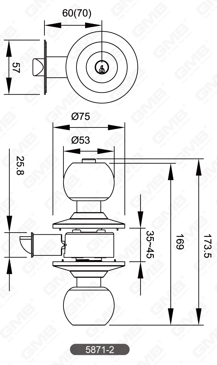 05 Serrure &agrave; bouton cylindrique s&eacute;rie-16
