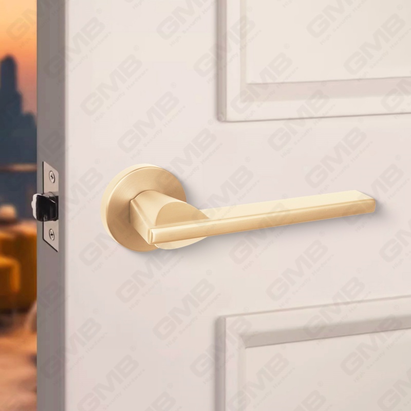 Poignée de serrure de porte fendue en alliage de zinc solide et moderne sur rosace ronde (Z062407)