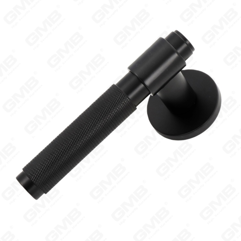 Poignée de serrure de porte fendue en alliage de zinc solide et moderne sur rosace ronde (Z062411)