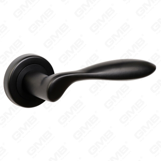 Poignée de serrure de porte fendue en alliage de zinc solide et moderne sur rosace ronde (Z062420)