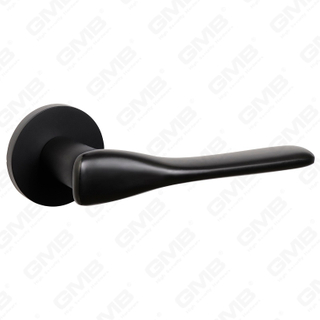 Poignée de serrure de porte fendue en alliage de zinc solide et moderne sur rosace ronde (Z062419)