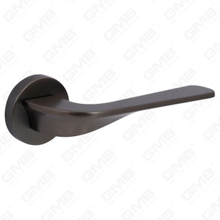 Poignée de serrure de porte fendue en alliage de zinc solide et moderne sur rosace ronde (Z062402)