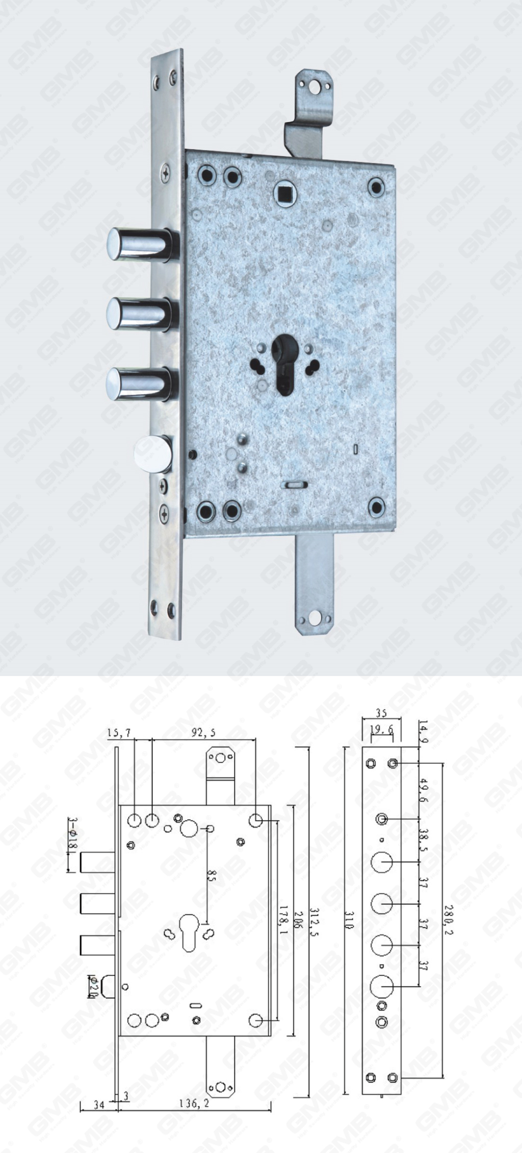 01 Haute S&eacute;curit&eacute; Mortise Lock_012-02