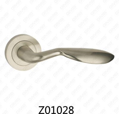 Poignée de porte en aluminium en alliage de zinc et rosace en zamak avec rosace ronde (Z01028)