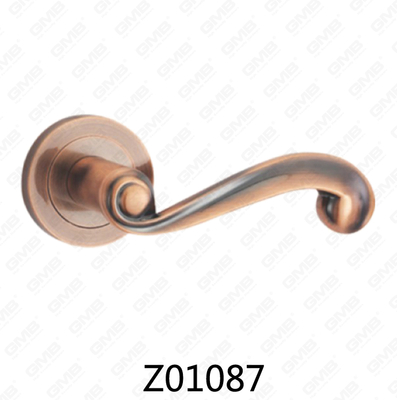 Poignée de porte en aluminium en alliage de zinc et rosette avec rosette ronde (Z01087)