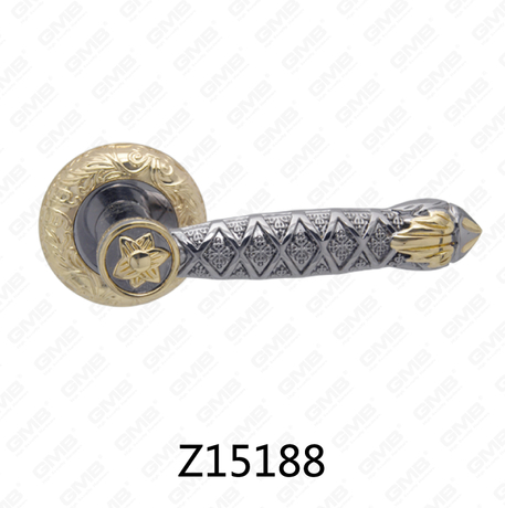 Poignée de porte en aluminium en alliage de zinc et rosace avec rosace ronde (Z15188)