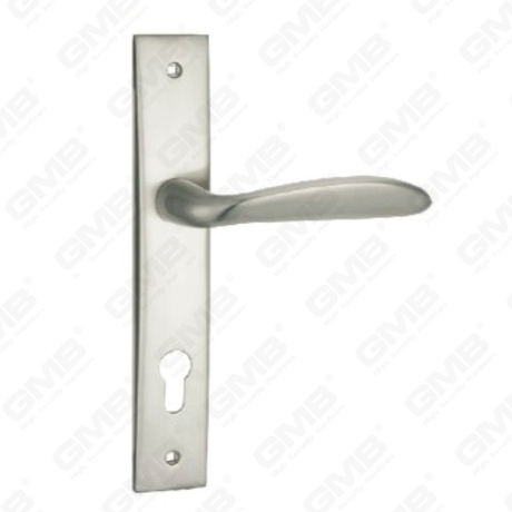 Poignée de porte Tirer la manche de porte en bois Handle de verrouillage Poignée de porte de porte sur plaque pour la mousse de serrure à mortaise par alliage de zinc ou poignée de plaque de porte en acier (L841-56-N)