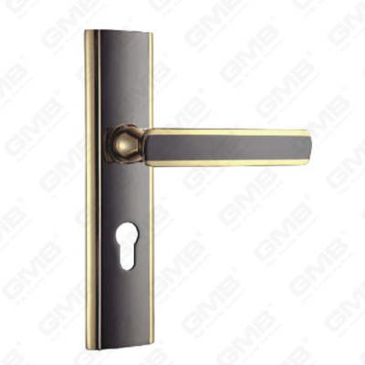 Poignée de porte Tirer la manche de porte en bois Handle de verrouillage Poignée de porte de porte sur plaque pour la mousse de serrure à mortaise par alliage de zinc ou poignée de plaque de porte en acier (ZM58773-hg)