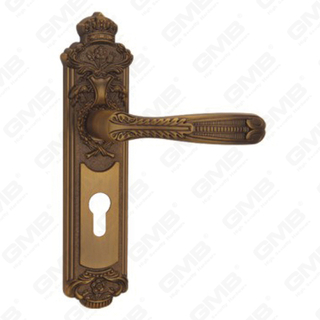 Poignée de porte Poignée de quincaillerie de porte en bois Serrure Poignée de porte sur plaque pour serrure à mortaise par poignée de plaque de porte en alliage de zinc ou en acier (CM579-C35-DYB)