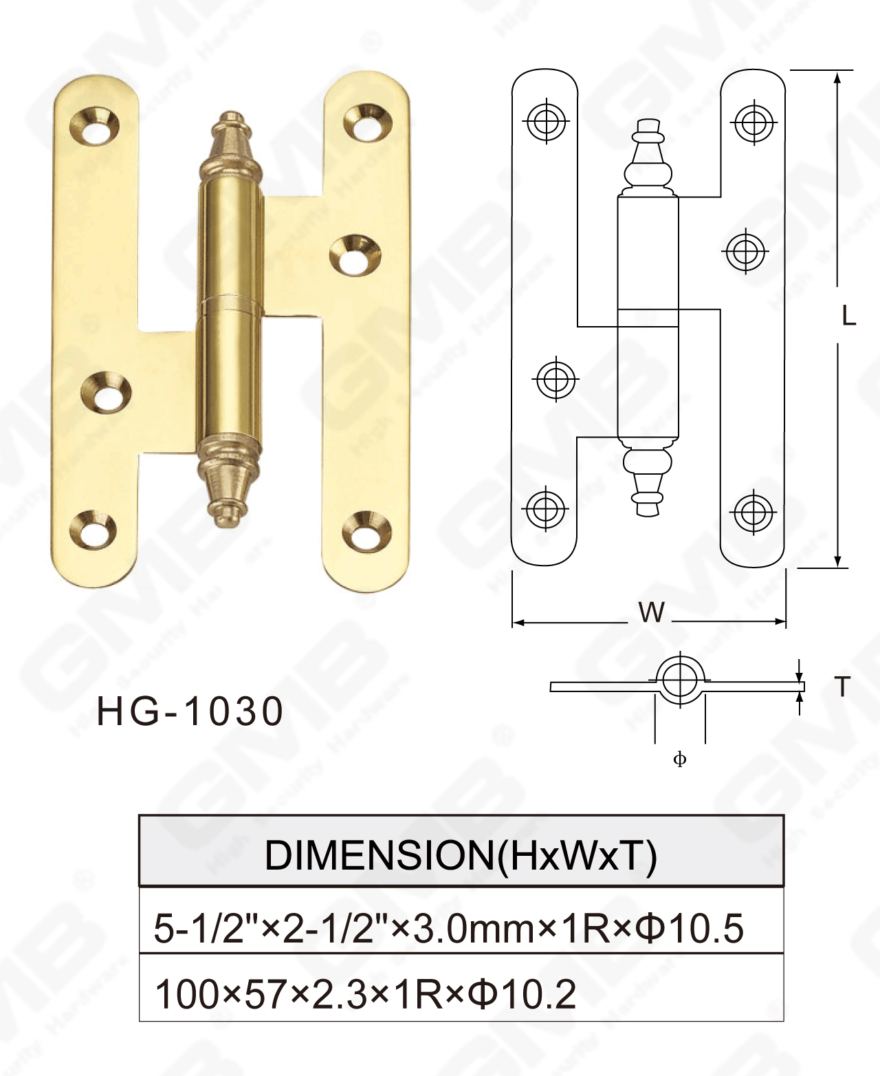 Charni&egrave;re en laiton Series_HG-1030-65