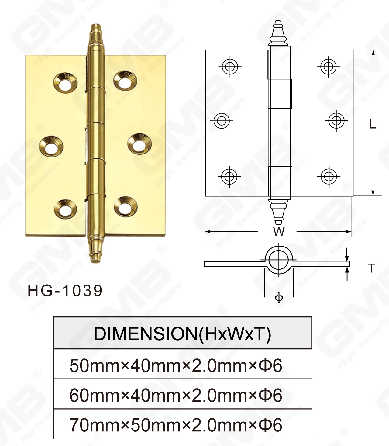 Charni&egrave;re en laiton Series_HG-1039-79