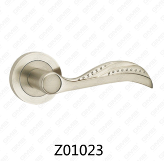 Poignée de porte en aluminium en alliage de zinc et rosette avec rosette ronde (Z01023)
