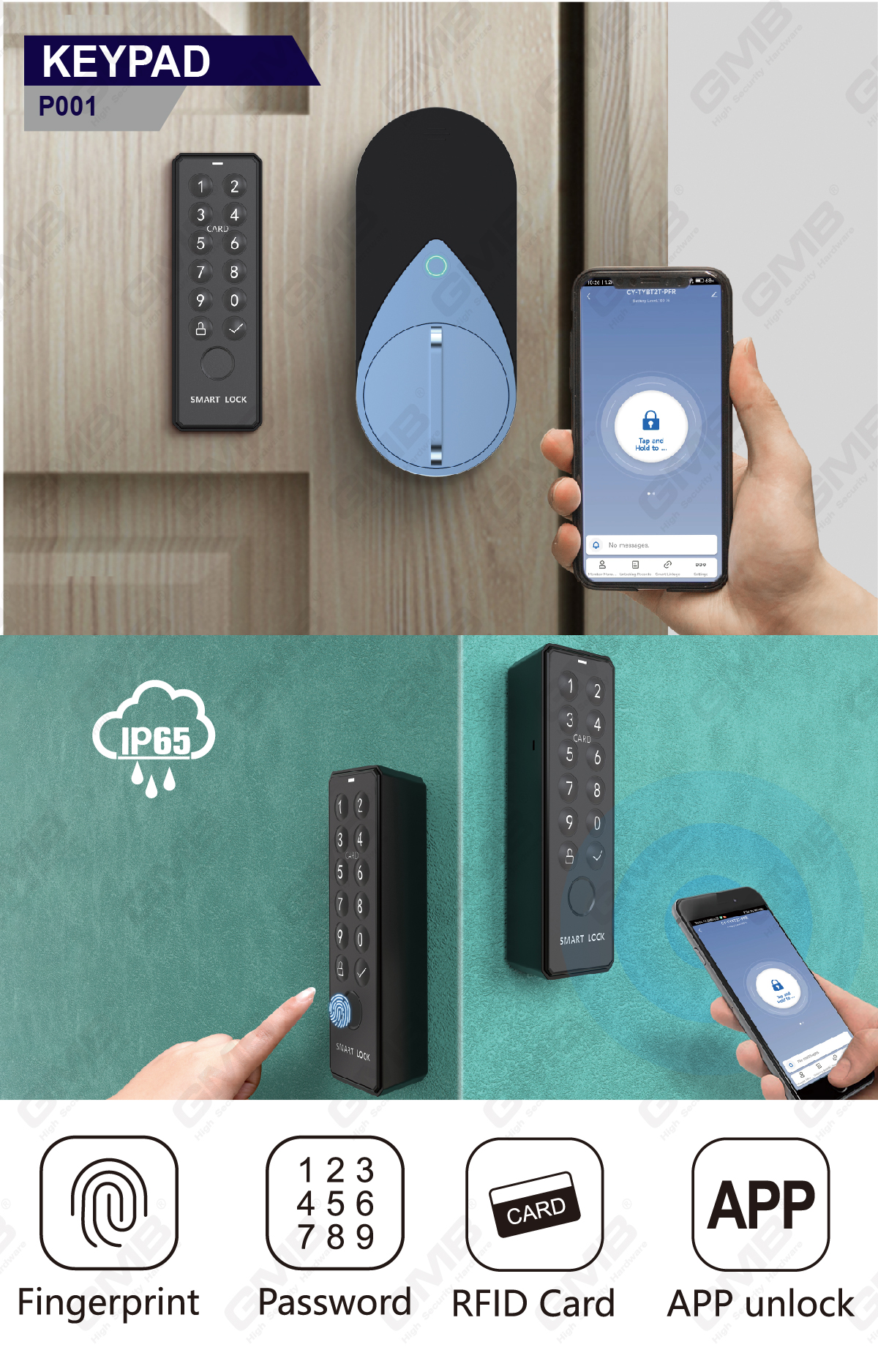Mot de passe d'entrée sans clé européen Empreinte digitale Remote Wireless Digital Keypad (P001)