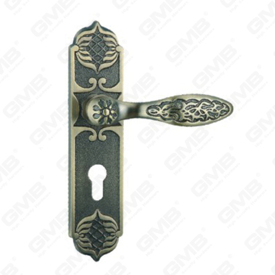Poignée de porte Tirer la poignée de la quincaillerie de porte en bois Handle de verrouillage Handle de porte sur plaque pour la mousse de serrure à mortaise par alliage de zinc ou poignée de plaque de porte en acier (ZM46192-DAB)