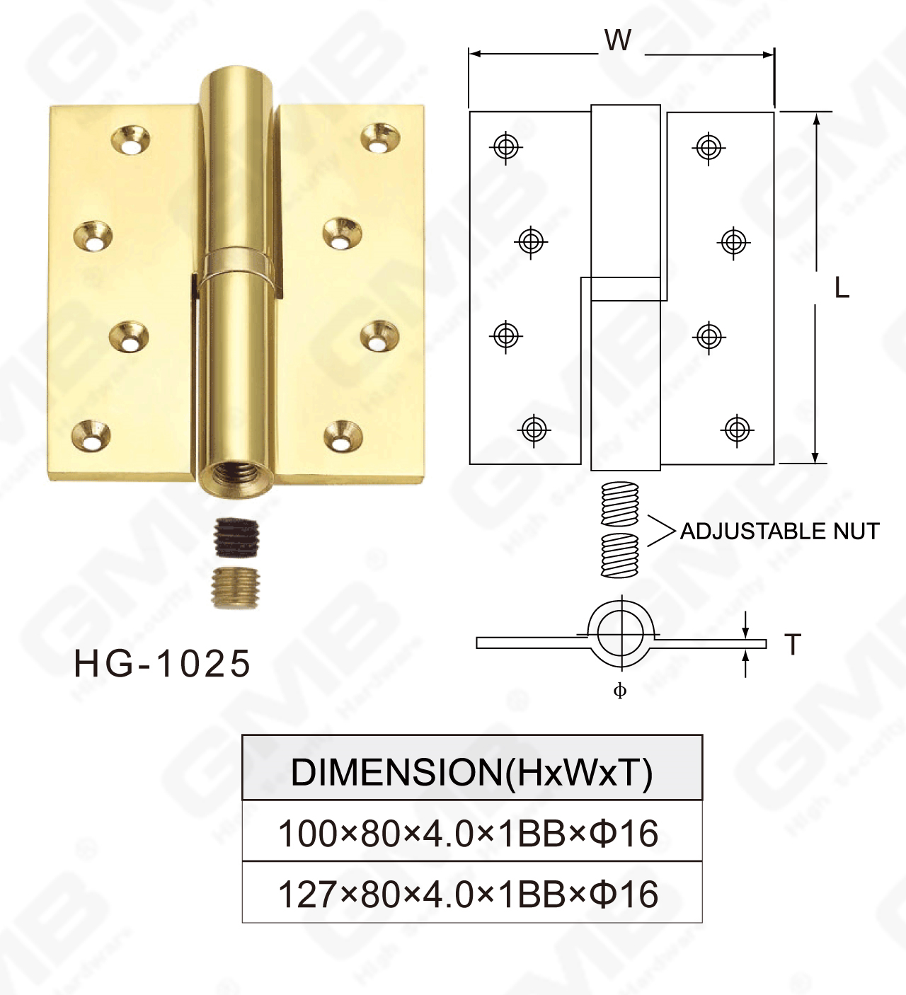 Charni&egrave;re en laiton Series_HG-1025-55