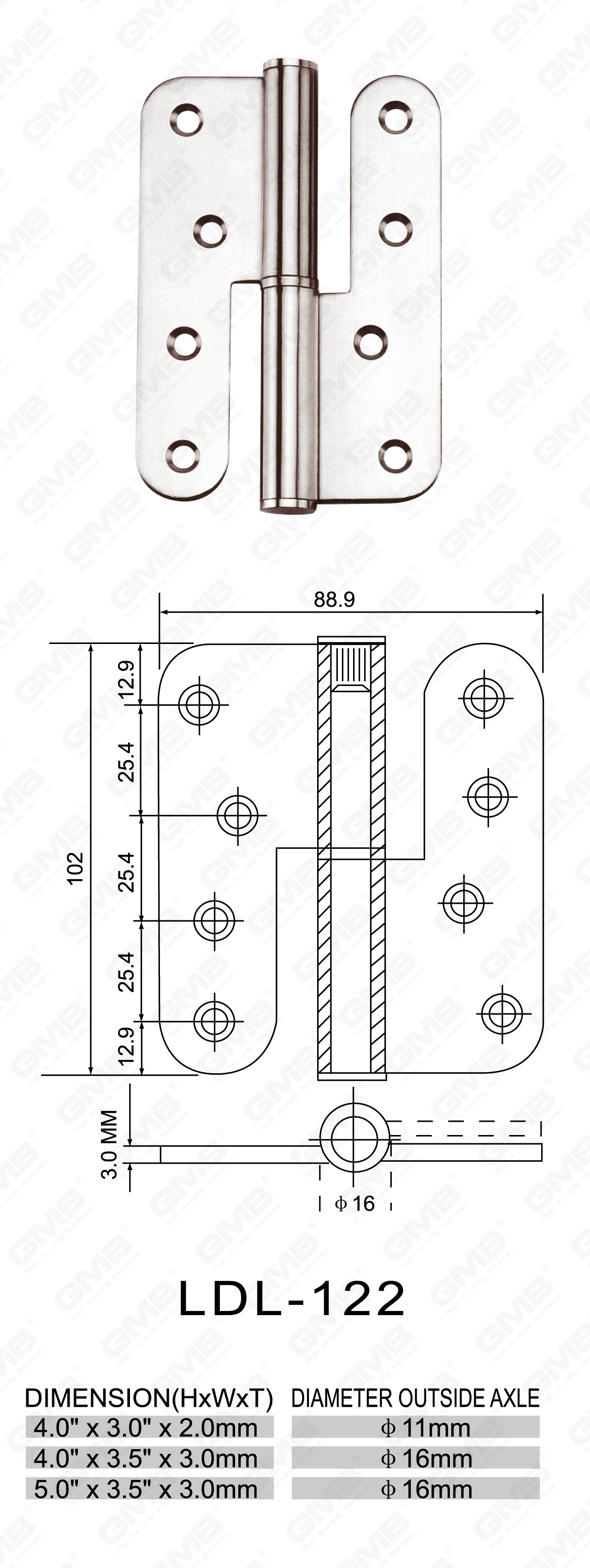 Charni&egrave;re en acier inoxydable Series_LDL-122-55