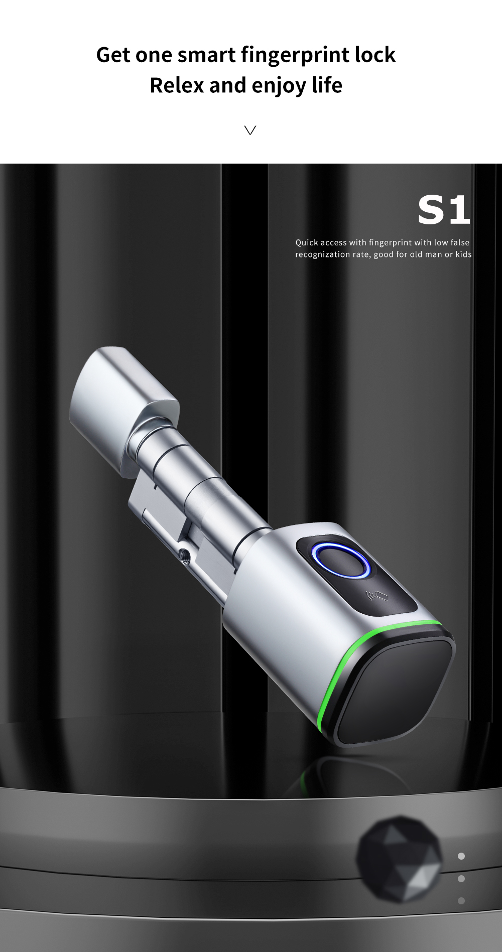 Cylindre de verrouillage de mot de passe de carte intelligente NFC biométrique cylindre électronique cylindre électronique (S1)