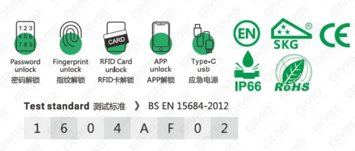 Vates multiples de haute sécurité IP66 Mot de passe digital Mot de passe digital sans clé WiFi Digital Rajusté Profil TUYA / TT App Smart Electronic Door Lock Cylinder (5D01)