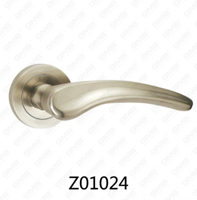 Poignée de porte en aluminium en alliage de zinc et rosette avec rosette ronde (Z01024)