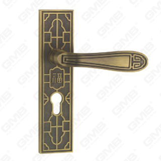 Poignée de porte Tirer la manche de porte en bois Handle de verrouillage Poignée de porte de porte sur plaque pour la mousse de serrure à mortaise par alliage zinc ou poignée de plaque de porte en acier (E613-E05-DYB)
