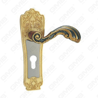 Poignée de porte Tirer la manche de porte en bois Handle de verrouillage Poignée de porte de porte sur plaque pour mousse de mortelle par alliage de zinc ou poignée de plaque de porte en acier (TM4013-E48-HG)