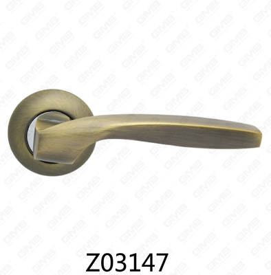 Poignée de porte en aluminium en alliage de zinc et rosace avec rosace ronde (Z02147)