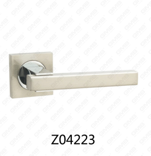 Poignée de porte en aluminium en alliage de zinc et rosace avec rosace ronde (Z04223)
