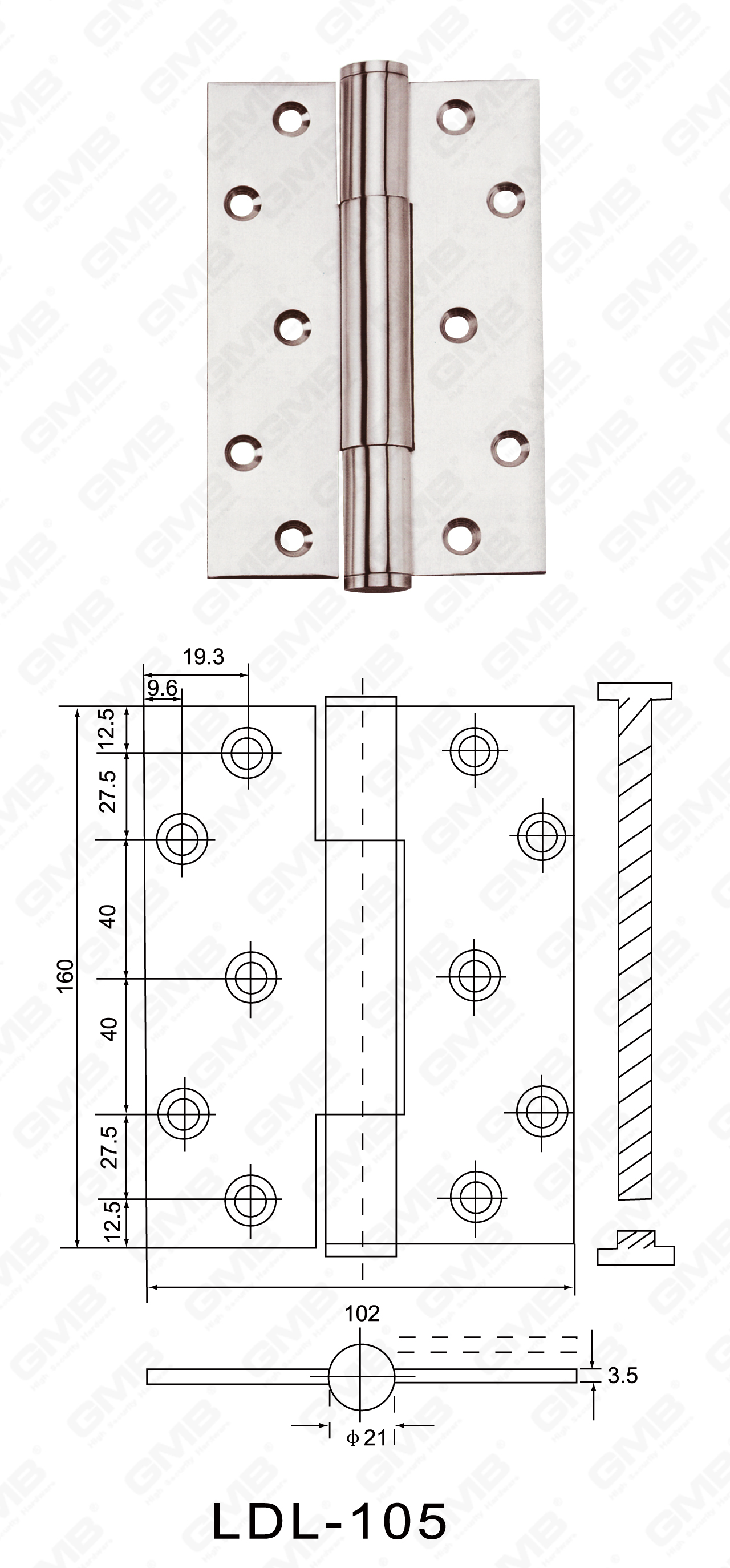 Charni&egrave;re en acier inoxydable Series_LDL-105-14