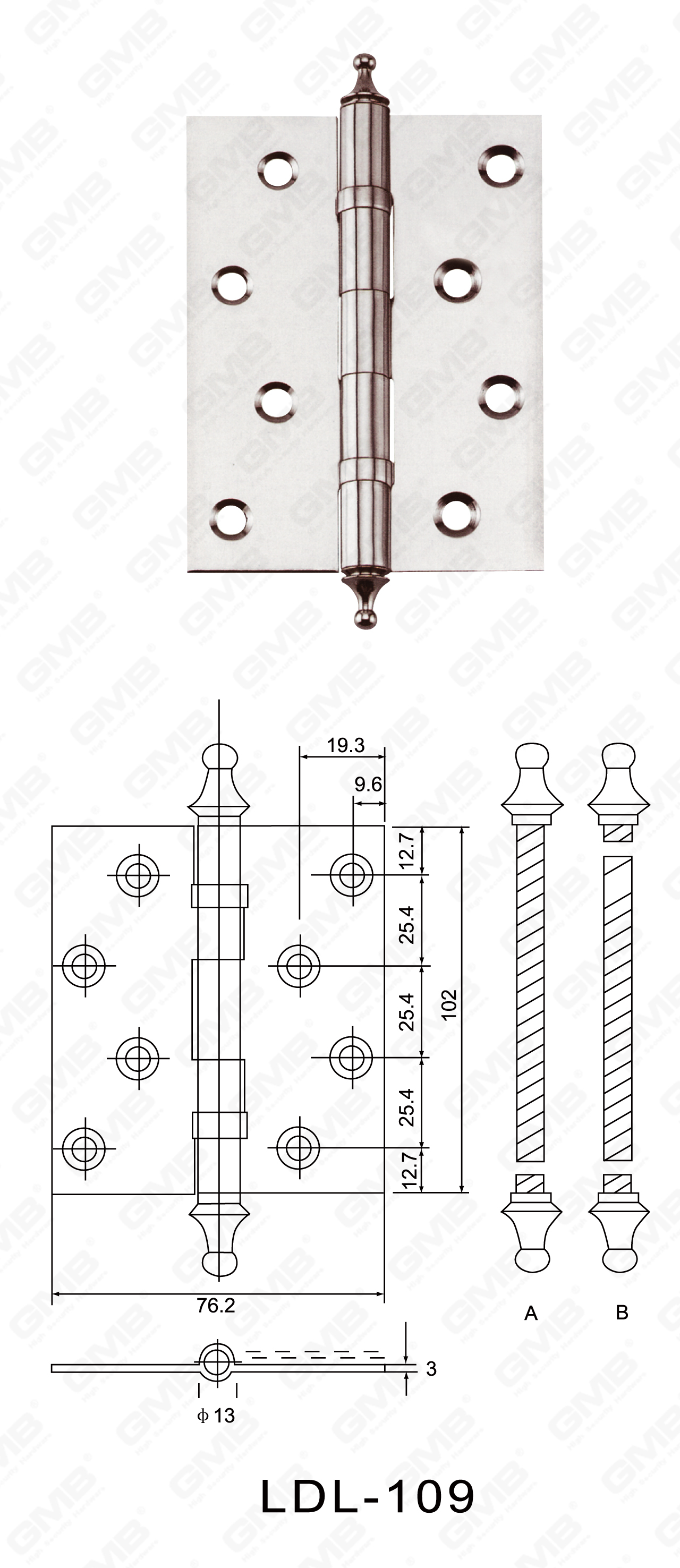 Charni&egrave;re en acier inoxydable Series_LDL-109-26