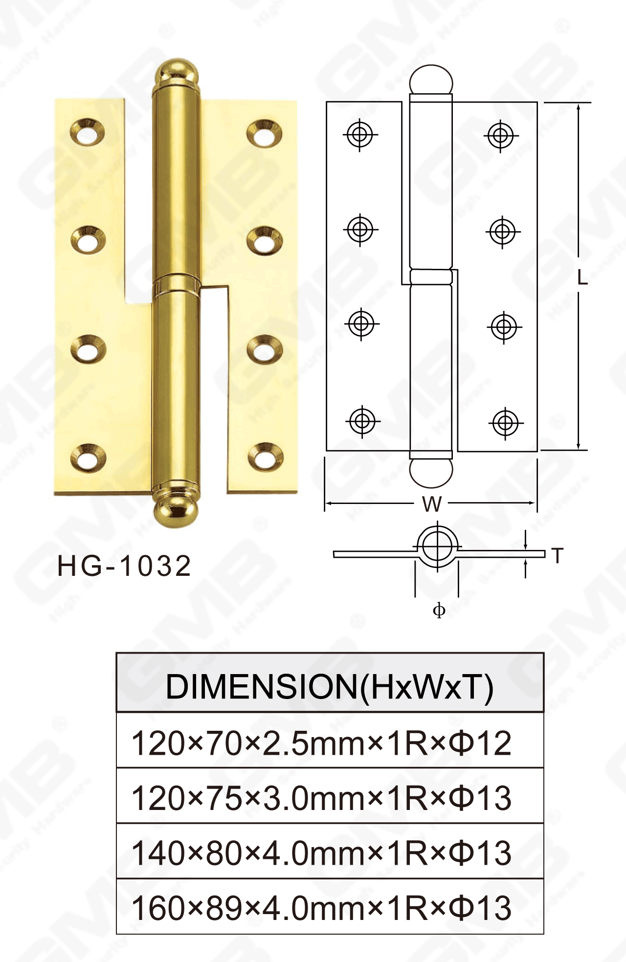 Charni&egrave;re en laiton Series_HG-1032-69