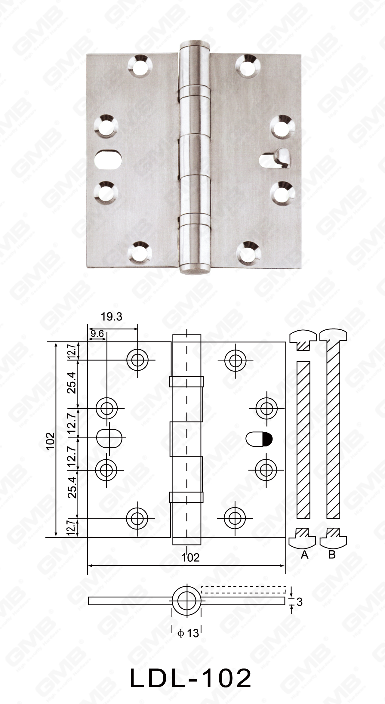 Charni&egrave;re en acier inoxydable Series_LDL-102-05
