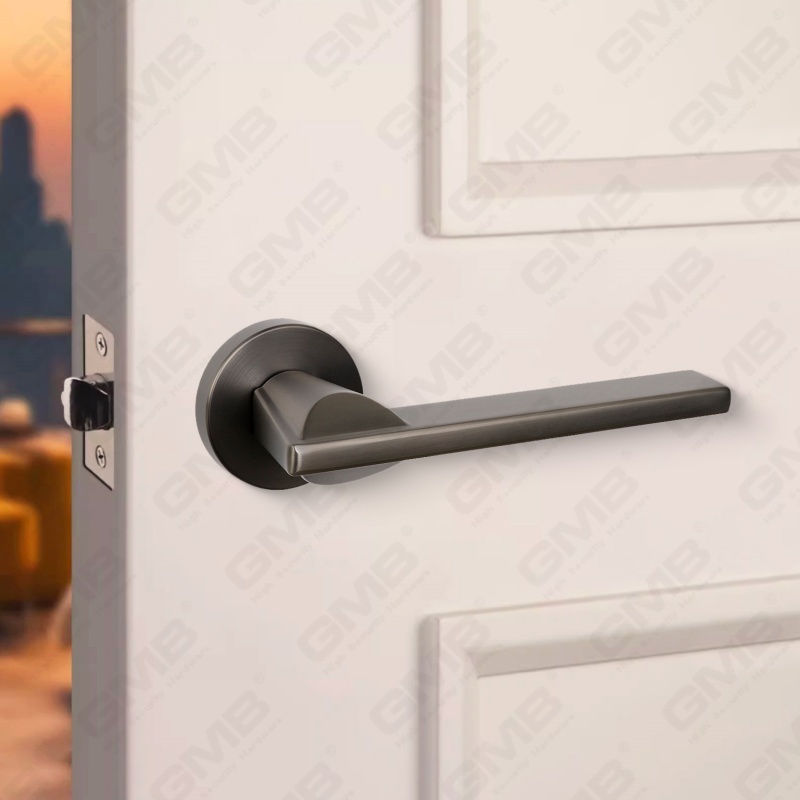 Poignée de serrure de porte fendue en alliage de zinc solide et moderne sur rosace ronde (Z062407)