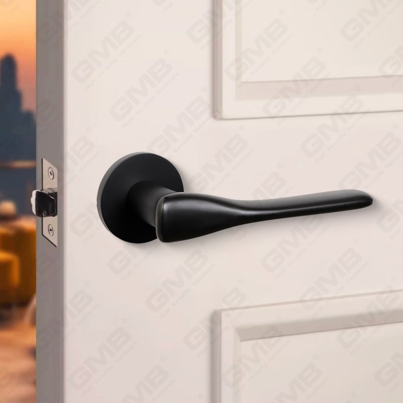 Poignée de serrure de porte fendue en alliage de zinc solide et moderne sur rosace ronde (Z062419)