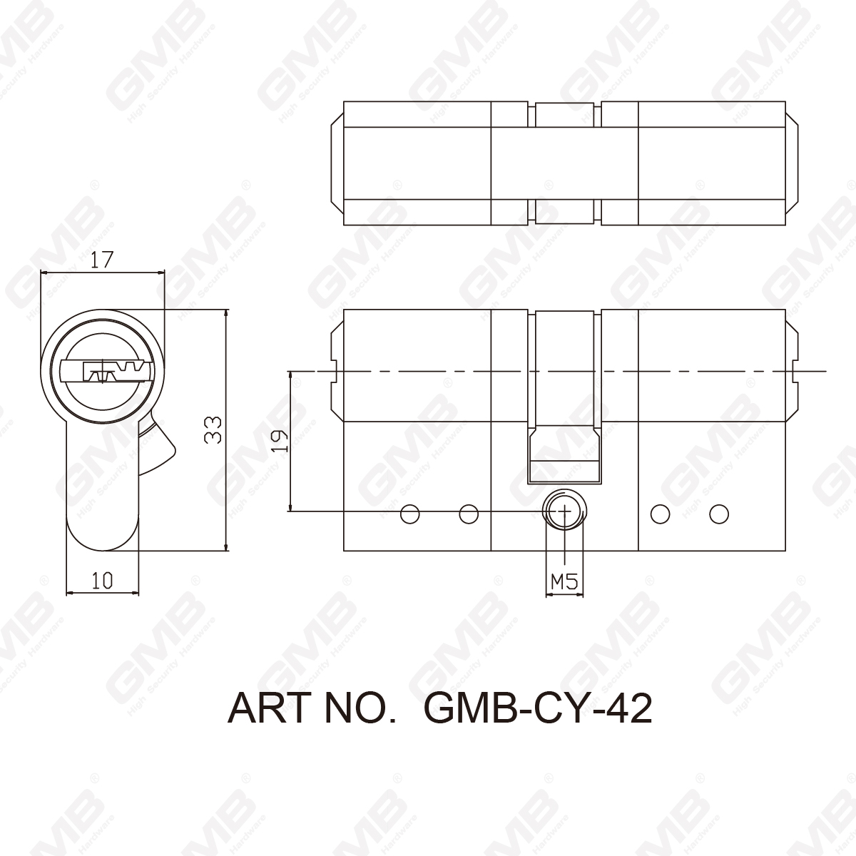 Cylindre de haute s&eacute;curit&eacute; Pinons en ligne avec Breaker GMB-Cy-42-07