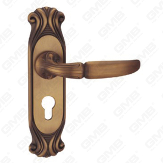 Poignée de porte Tirer la poignée de la quincaillerie de porte en bois Handle de verrouillage Handle de porte sur plaque pour la mousse de serrure à mortaise par alliage de zinc ou poignée de plaque de porte en acier (CM596-C01-DYB)