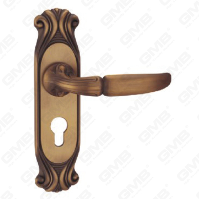 Poignée de porte Poignée de quincaillerie de porte en bois Serrure Poignée de porte sur plaque pour serrure à mortaise par poignée de plaque de porte en alliage de zinc ou en acier (CM596-C01-DYB)