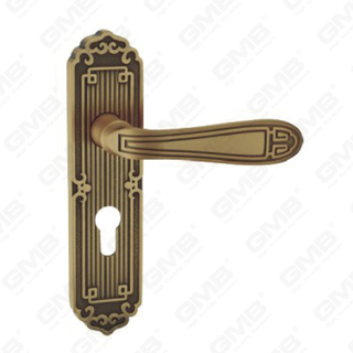Poignée de porte Tirer la poignée de la quincaillerie de porte en bois Handle de verrouillage Poignée de porte sur plaque pour mousse de mortelle par alliage zinc ou poignée de plaque de porte en acier (TM4012-E05-DYB)