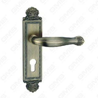 Poignée de porte Tirer la poignée de la quincaillerie de porte en bois Handle de verrouillage Poignée de porte sur plaque pour mousse de serrure à mortaise par alliage de zinc ou poignée de plaque de porte en acier (TM401167-dab)
