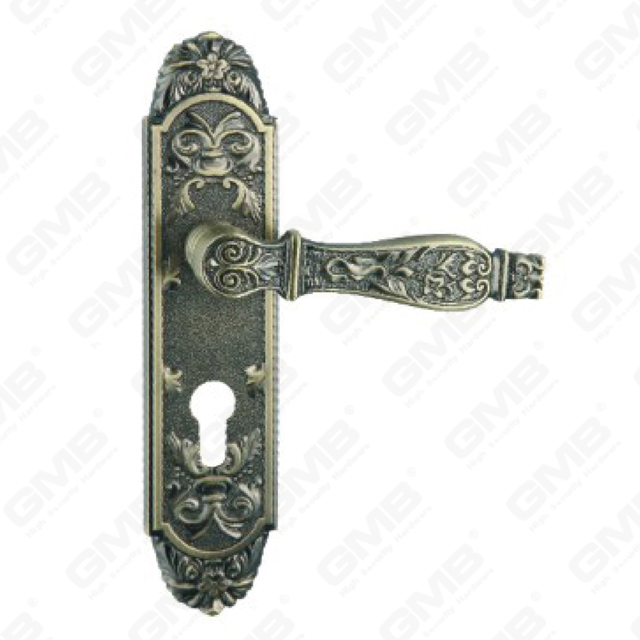 Poignée de porte Tirer la poignée de la quincaillerie de porte en bois Handle de verrouillage Poignée de porte sur plaque pour mousse de serrure à mortaise par alliage de zinc ou poignée de plaque de porte en acier (ZM40293-Dab)