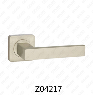 Poignée de porte en aluminium en alliage de zinc et rosace avec rosace ronde (Z04217)