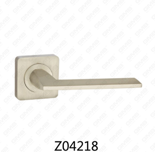 Poignée de porte en aluminium en alliage de zinc et rosace avec rosace ronde (Z04218)