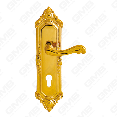 Poignées en laiton poignée de quincaillerie de porte en bois poignée de porte de serrure sur plaque pour serrure à mortaise (B-PM5151-PVD)