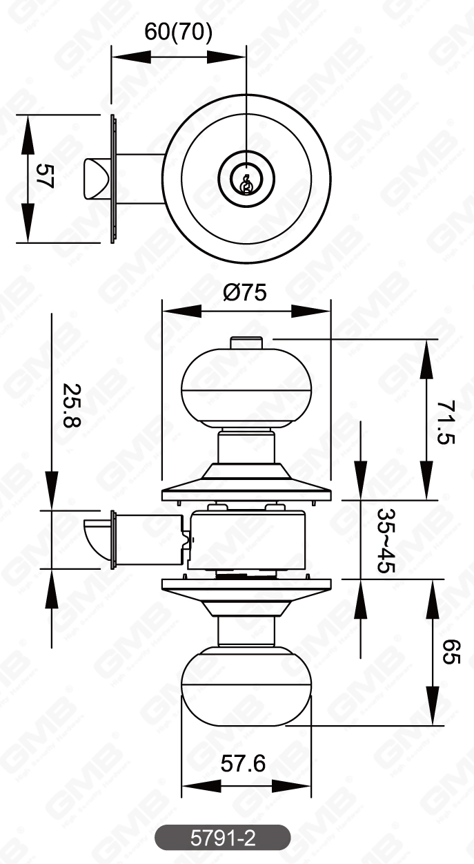 05 Serrure &agrave; bouton cylindrique s&eacute;rie-08