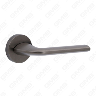 Poignée de serrure de porte fendue en alliage de zinc solide et moderne sur rosace ronde (Z062401)