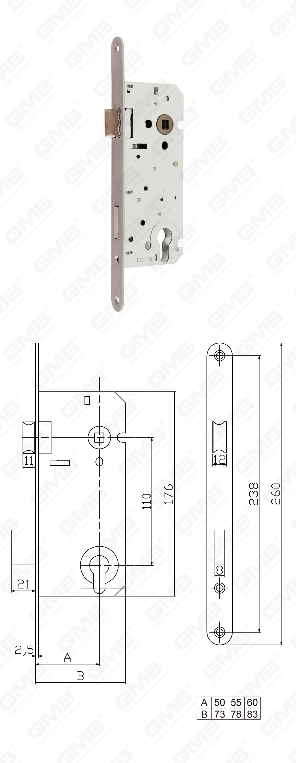 02 Serrure &agrave; mortaise第二部分_PZ110.50R-55R-60R-104