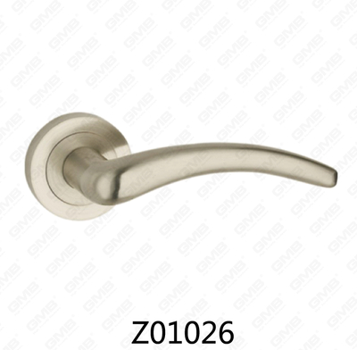 Poignée de porte en aluminium en alliage de zinc et rosace en zamak avec rosace ronde (Z01026)